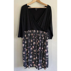 Torrid Dress Black White Pink Dots Floral Size 2 2X